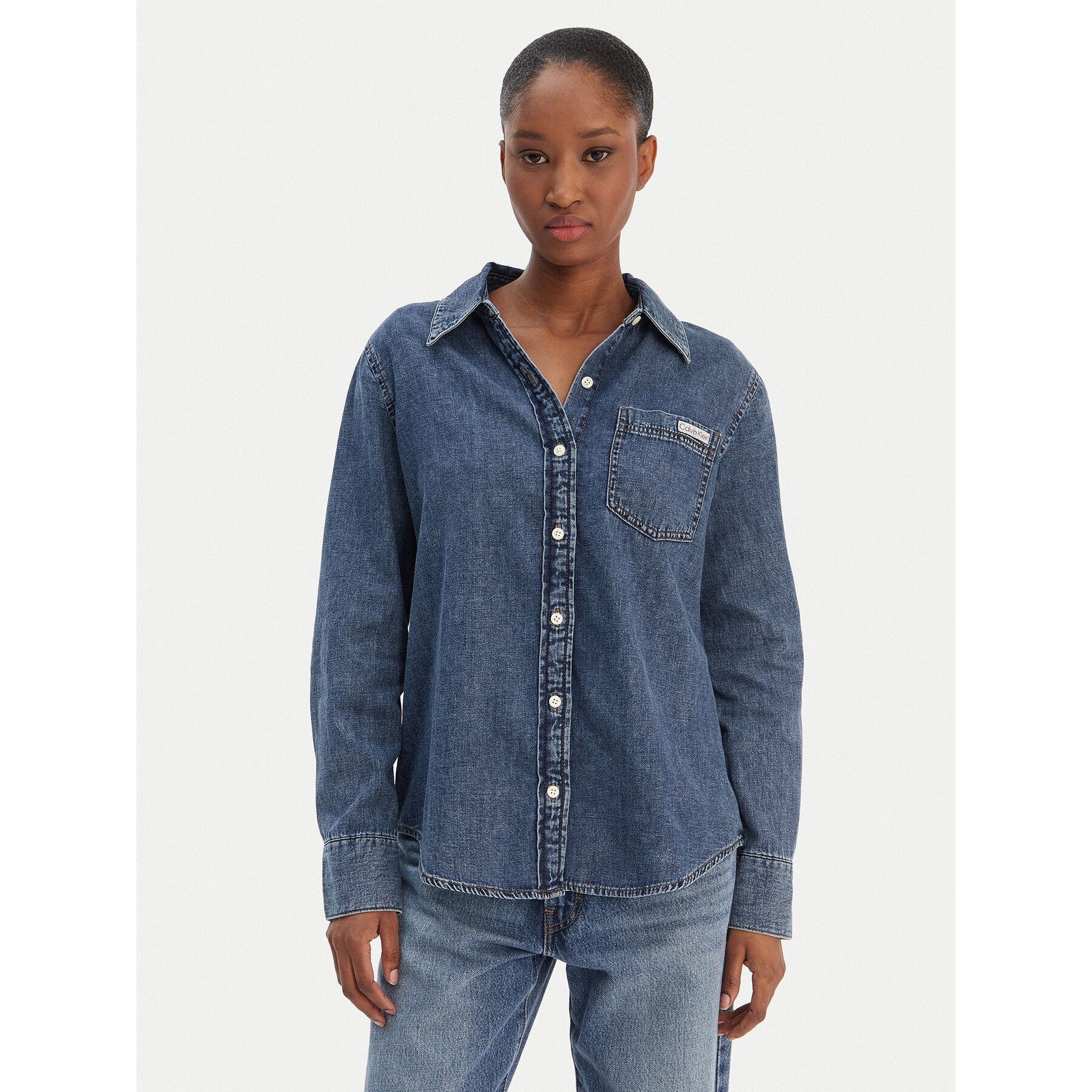Calvin Klein Jeans Koszula jeansowa LV047E742G Granatowy Regular Fit