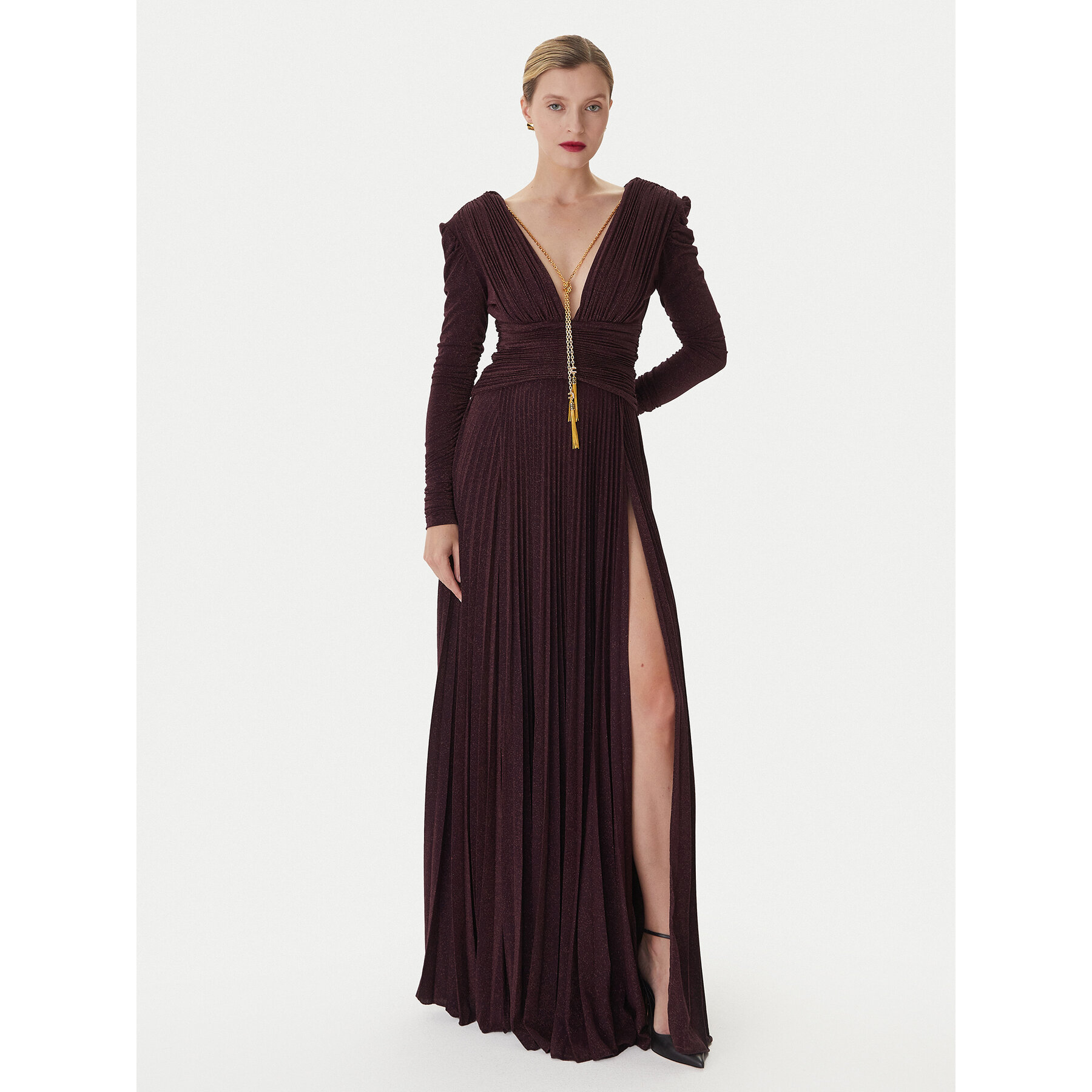 Elisabetta Franchi Sukienka wieczorowa AB-R40-57E2-V850 Bordowy Regular Fit