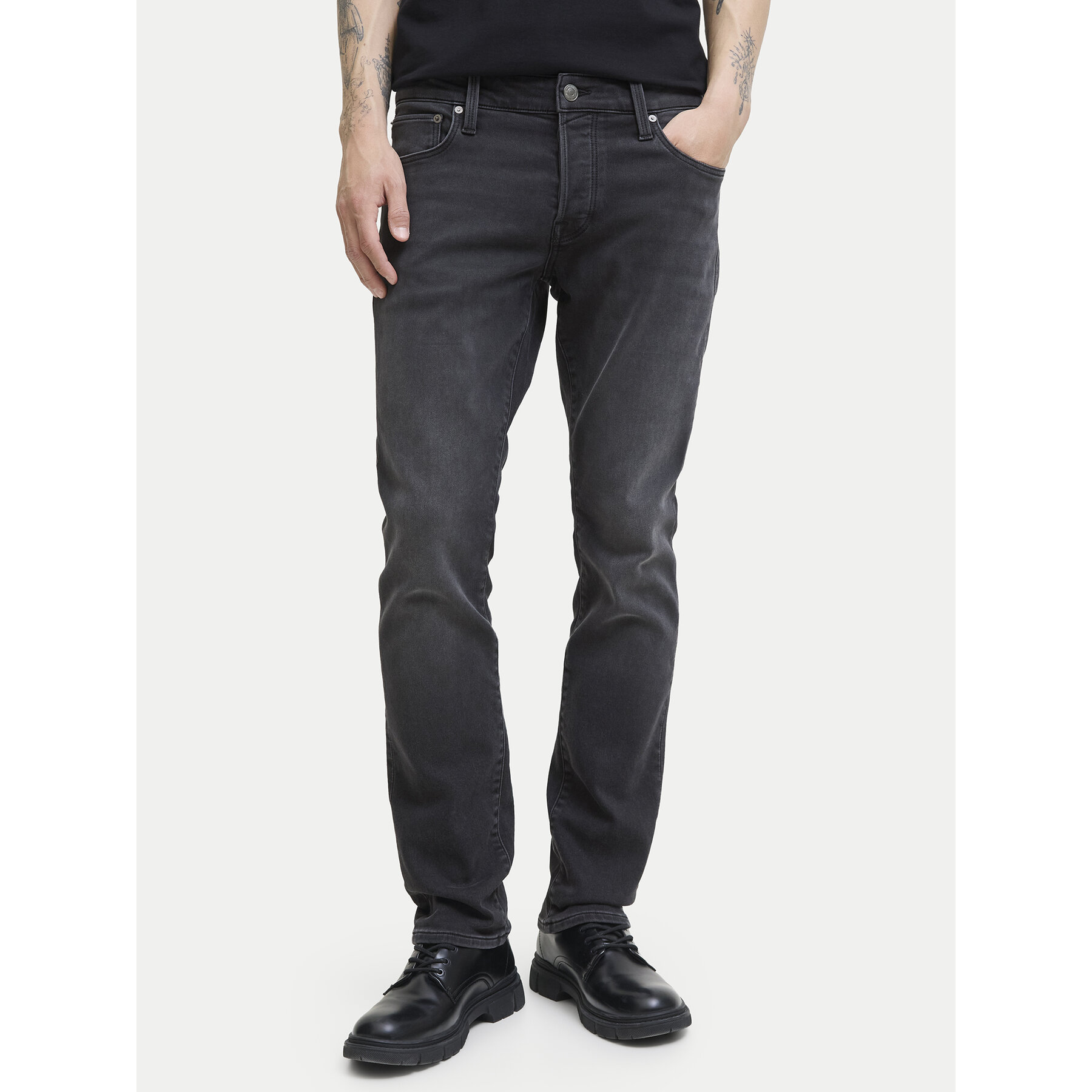 Jack & Jones Jeansy Mike Fox 12278115 Czarny Tapered Fit