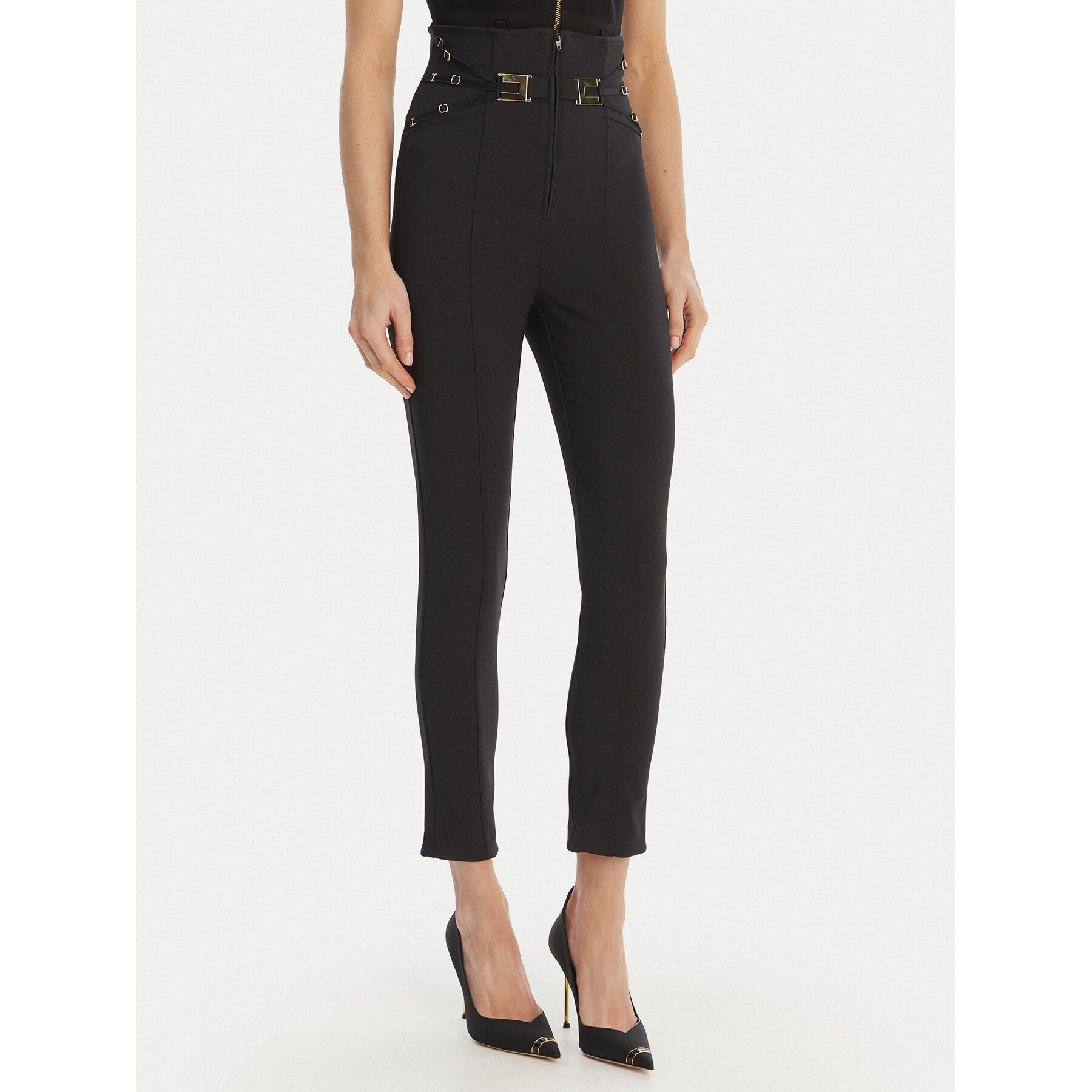 Elisabetta Franchi Spodnie materiałowe PA-158-61E2-V350 Czarny Skinny Fit