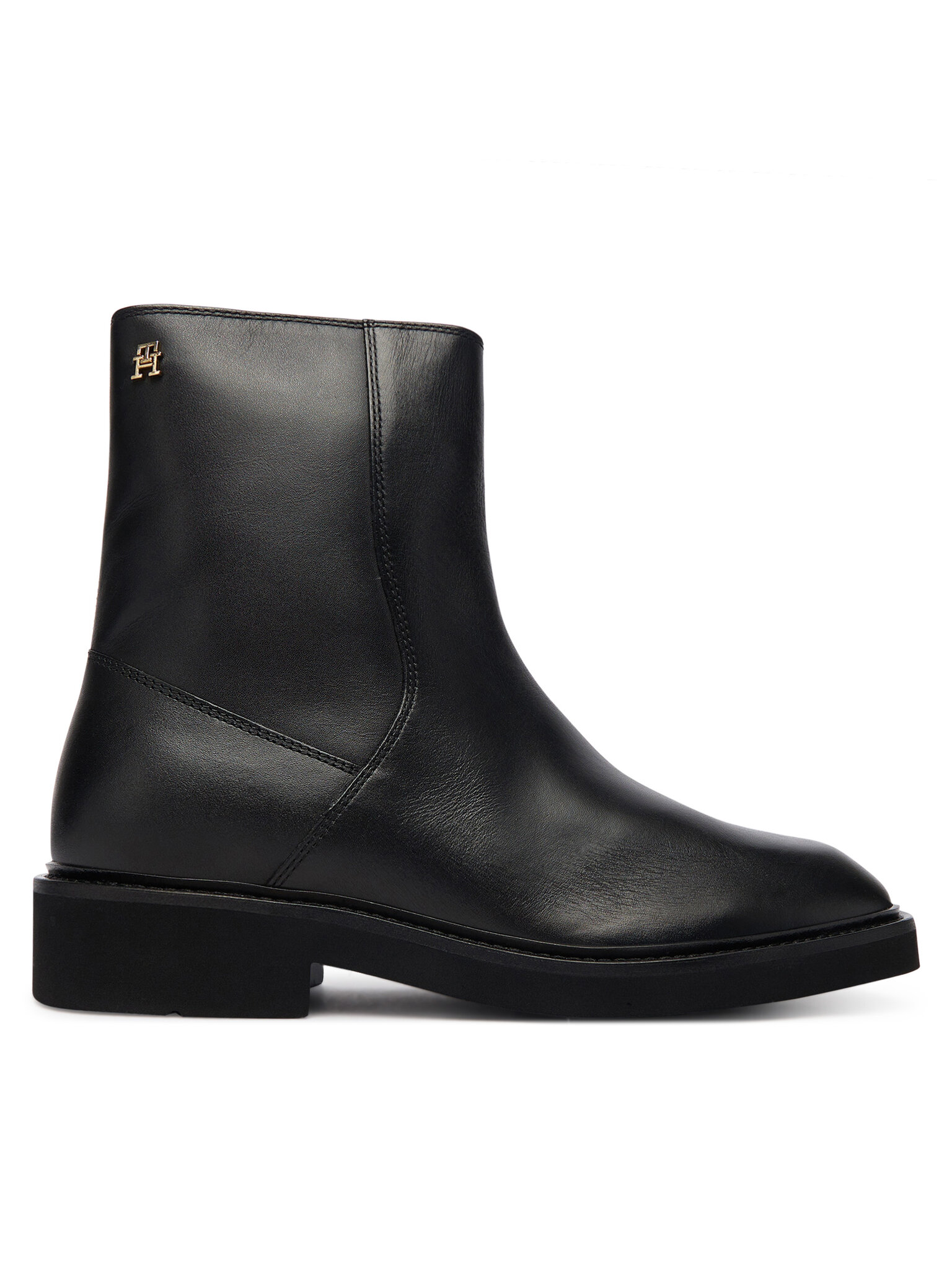 Tommy Hilfiger Stivaletti Th Square Toe Leather Bootie FW0FW09046 Nero
