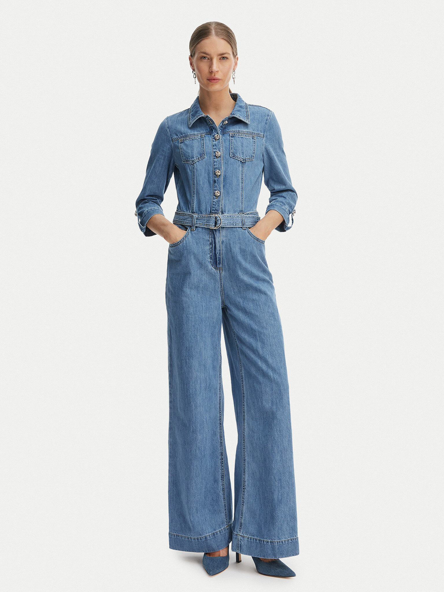 Morgan Jumpsuit 261-PIMA Blu Wide Leg
