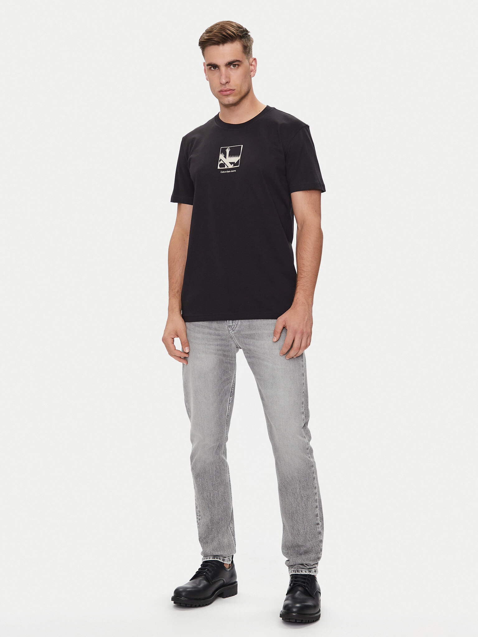 Calvin Klein Jeans Calvin Klein Jeans T-shirt Grid Box J30J325687 Crna Regular Fit