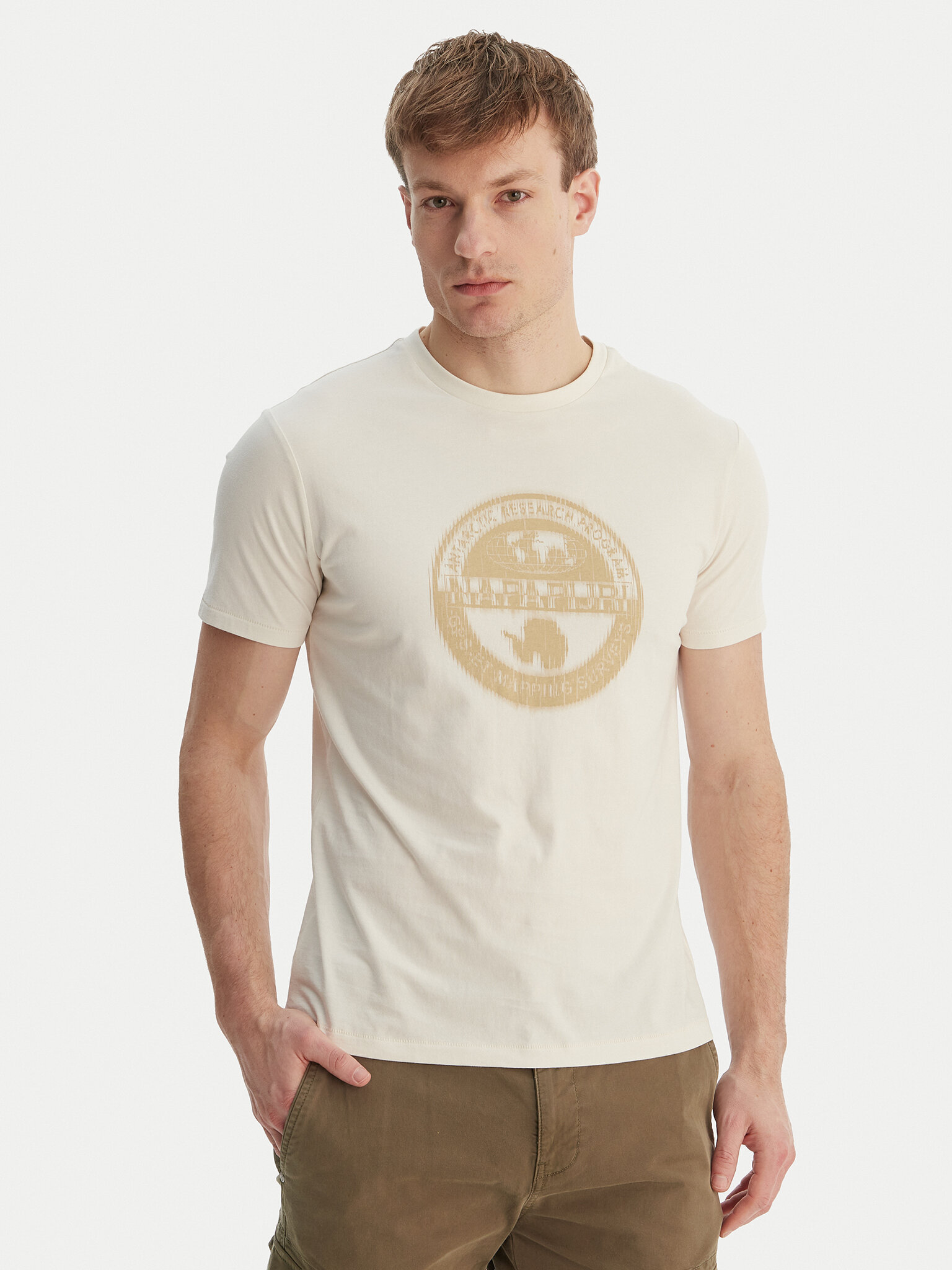 Napapijri T-Shirt, Velikost:XL, Barva: Krémová, S-Mahsa NP0A4FZB