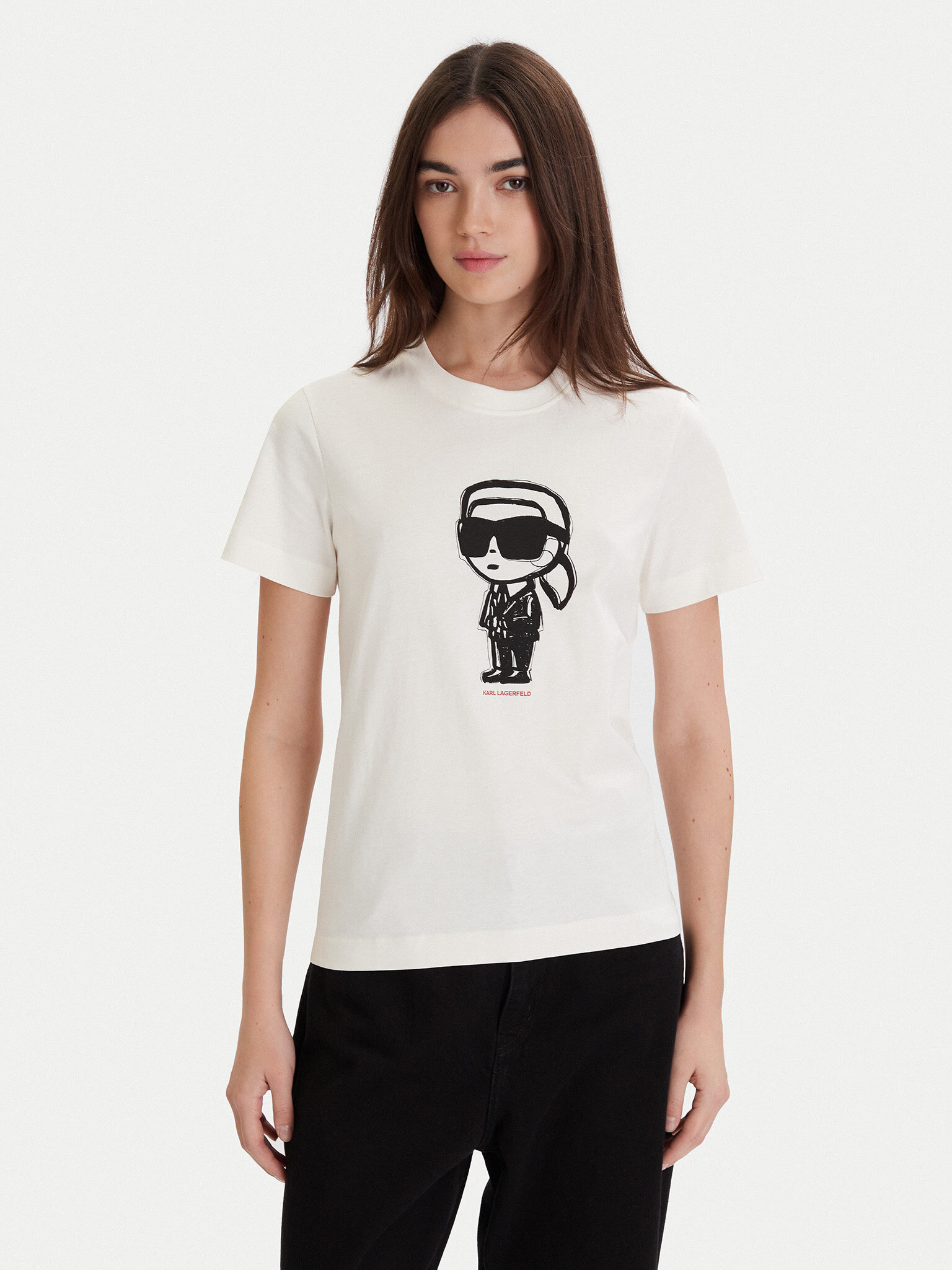 KARL LAGERFELD Damski T-Shirt , rozmiar M, Kremowy, A1W17126