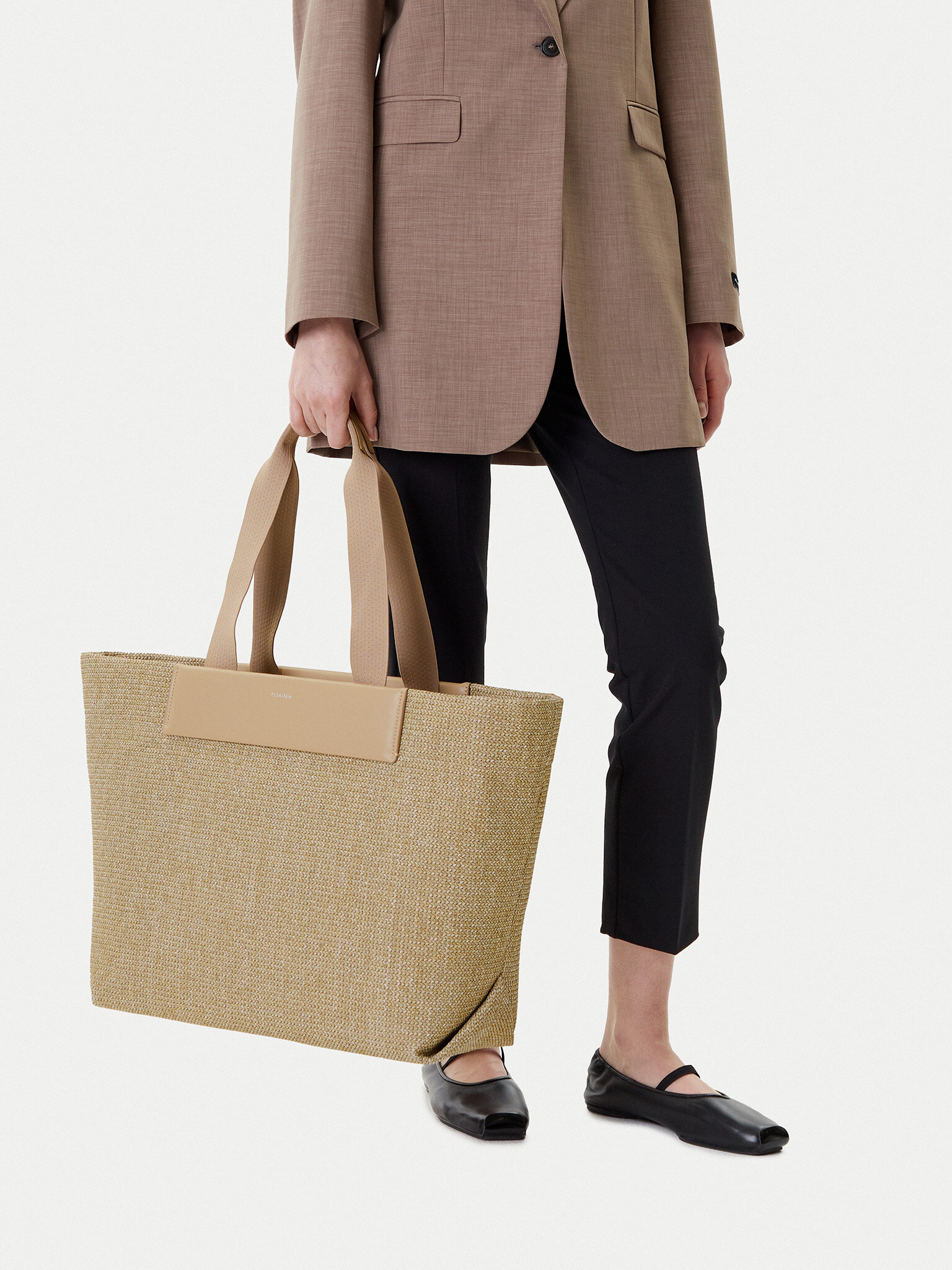 Calvin Klein Borsetta Ck Raffia Large Shopper K60K613025 Beige